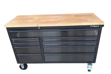 1.4M Black Stainless Steel Workbench, Mega Drawer Roll Cab