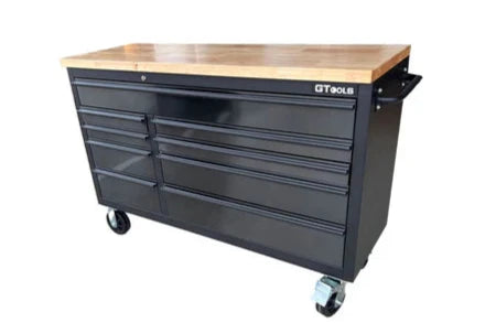 1.4M Black Stainless Steel Workbench, Mega Drawer Roll Cab