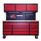 1.8M 14 Drawer Rolling Tool Cabinet Combo + Overhead Cabinets Red/Black