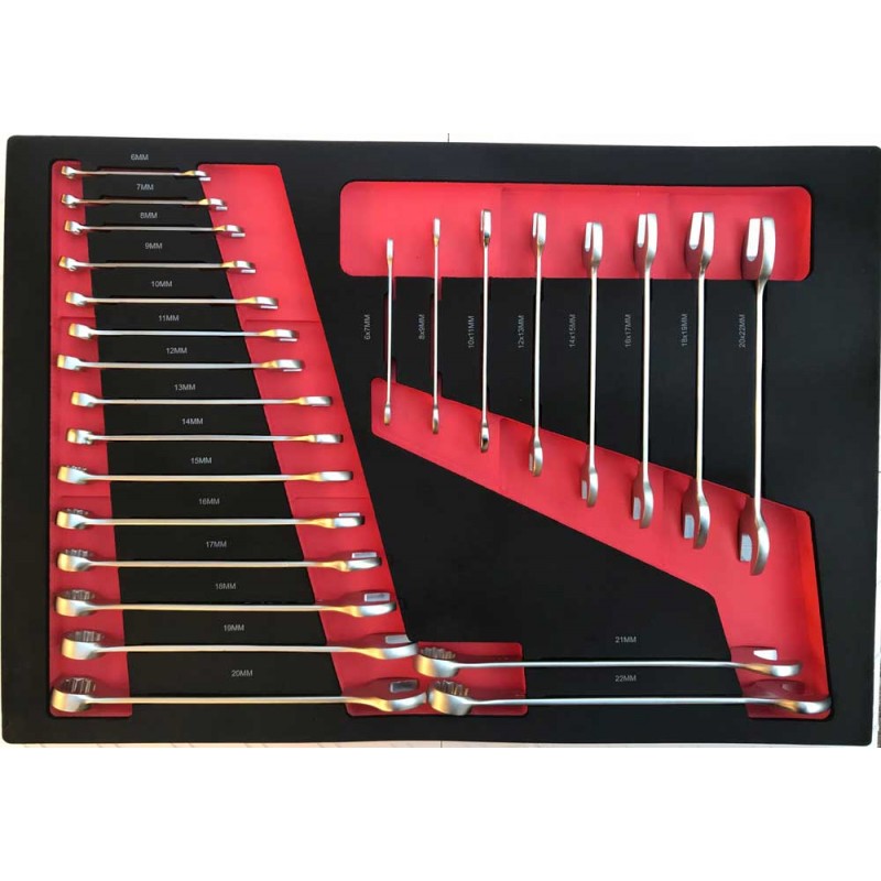 Combination & Open End Spanner Set 6mm-22mm in EVA Tray