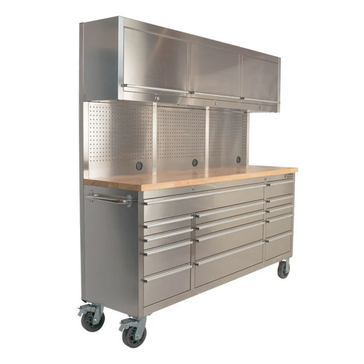 3M Stainless Steel Workbench and Two Locker Cabinet Combo