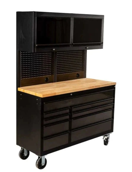 1.4M Black Stainless Steel Workbench Combo with Mega Drawer