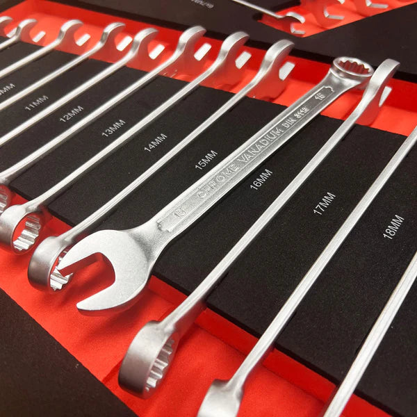 Combination & Open End Spanner Set 6mm-22mm in EVA Tray