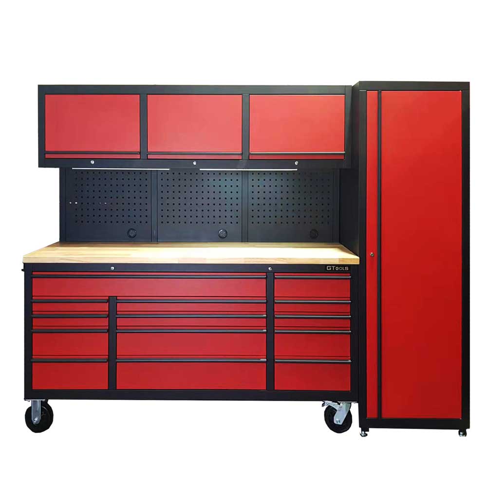 1.8M Steel Tool Box With 1 or more Tall Cabinet Red Combo