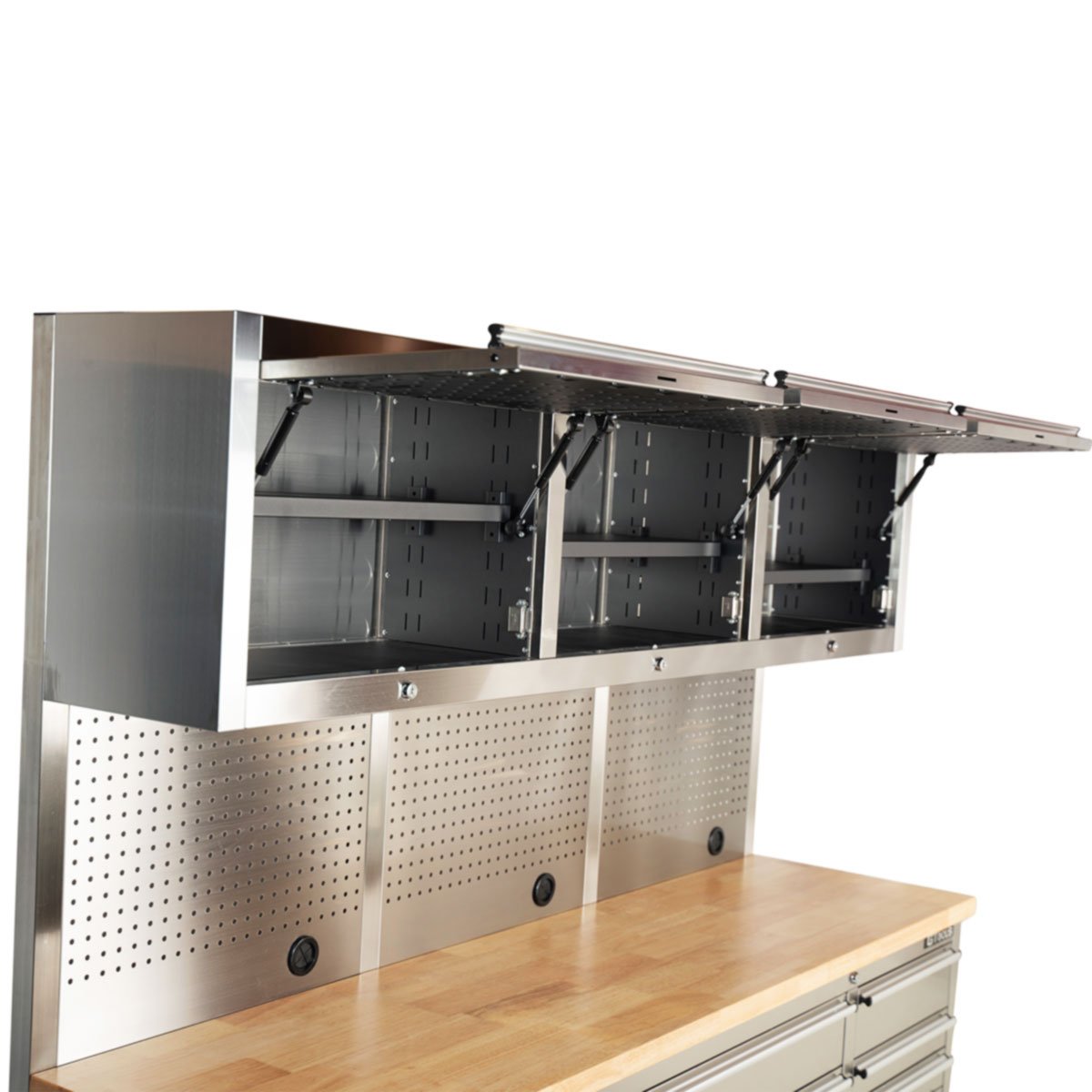 1.8M Stainless Steel Tool Chest with 9-Drawers + Cupboard and Overhead cabinets