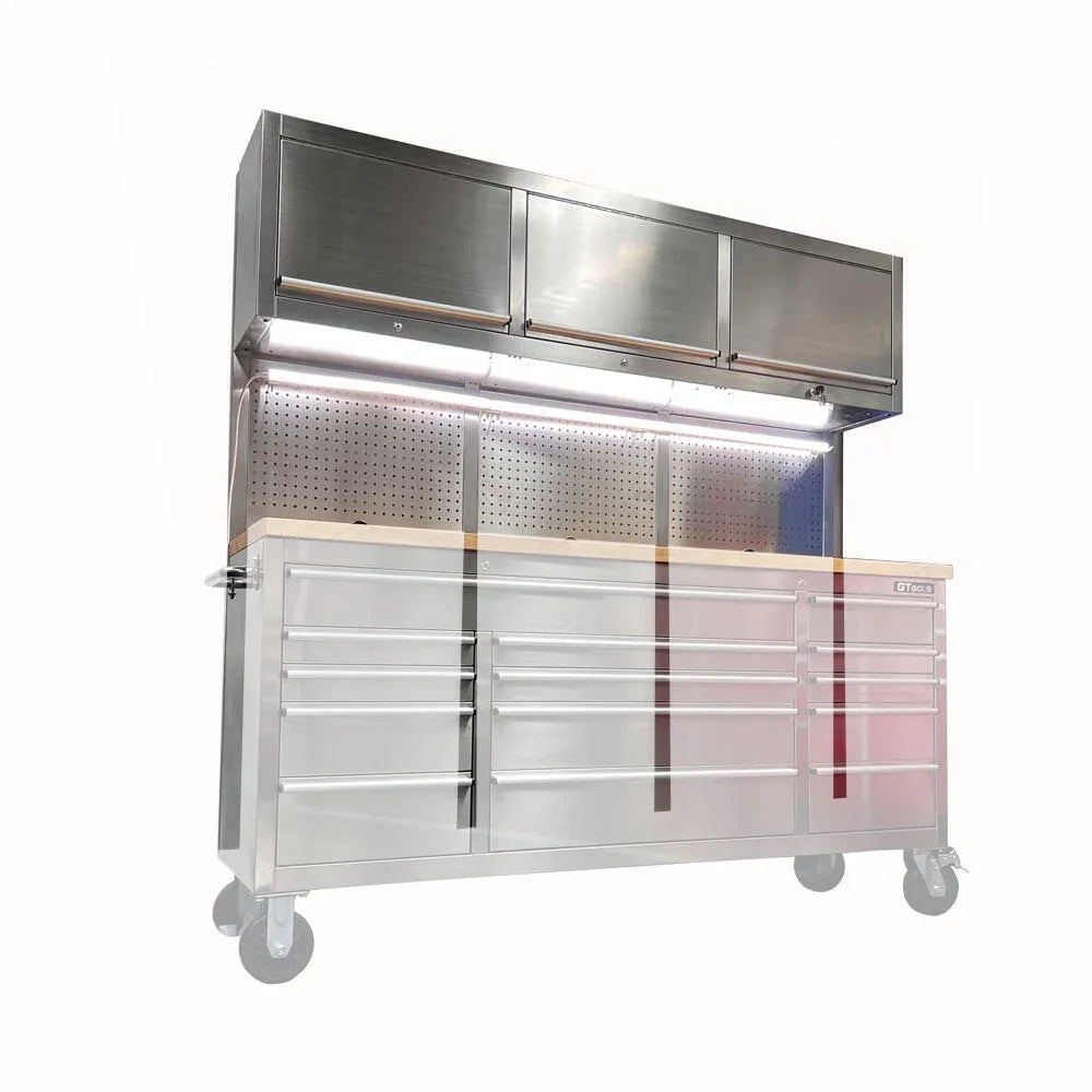 3M Stainless Steel Workbench and Two Locker Cabinet Combo