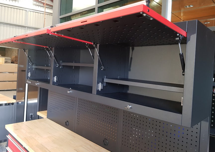 1.8M Red/Black Overhead Cabinets & Set Pegboards Set