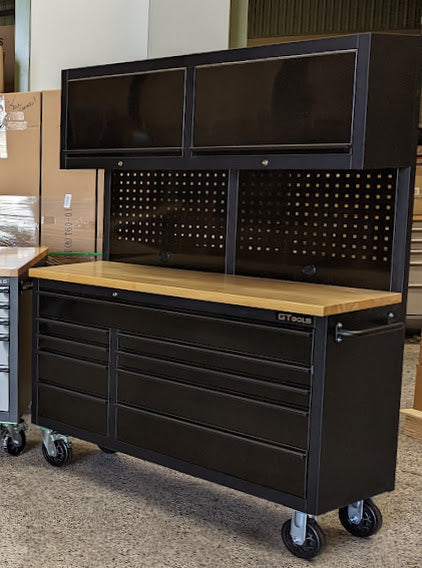 1.4M Black Stainless Steel Workbench Combo with Mega Drawer