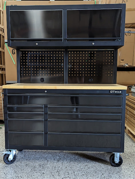 1.4M Black Stainless Steel Workbench Combo with Mega Drawer