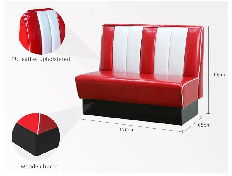 1950 Retro Cafe Diner Booth Sofa x 1 - Premium Cafe Booth from GTools - Just $599.00! Shop now at GTools