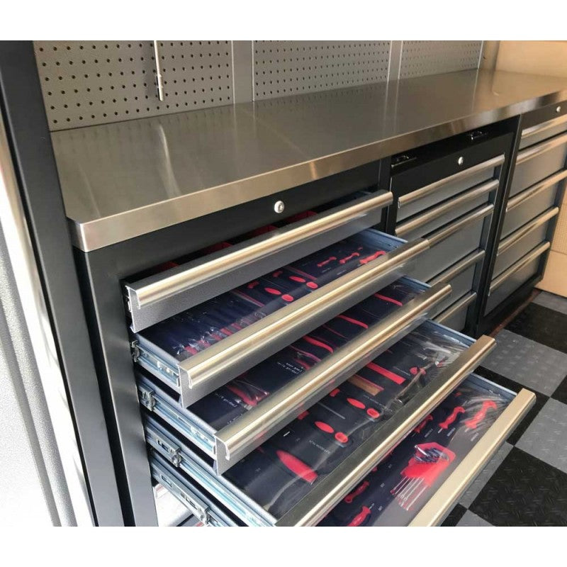 2.6M Modular Workbench, Std and Rolling Drawers and Single Door Locker