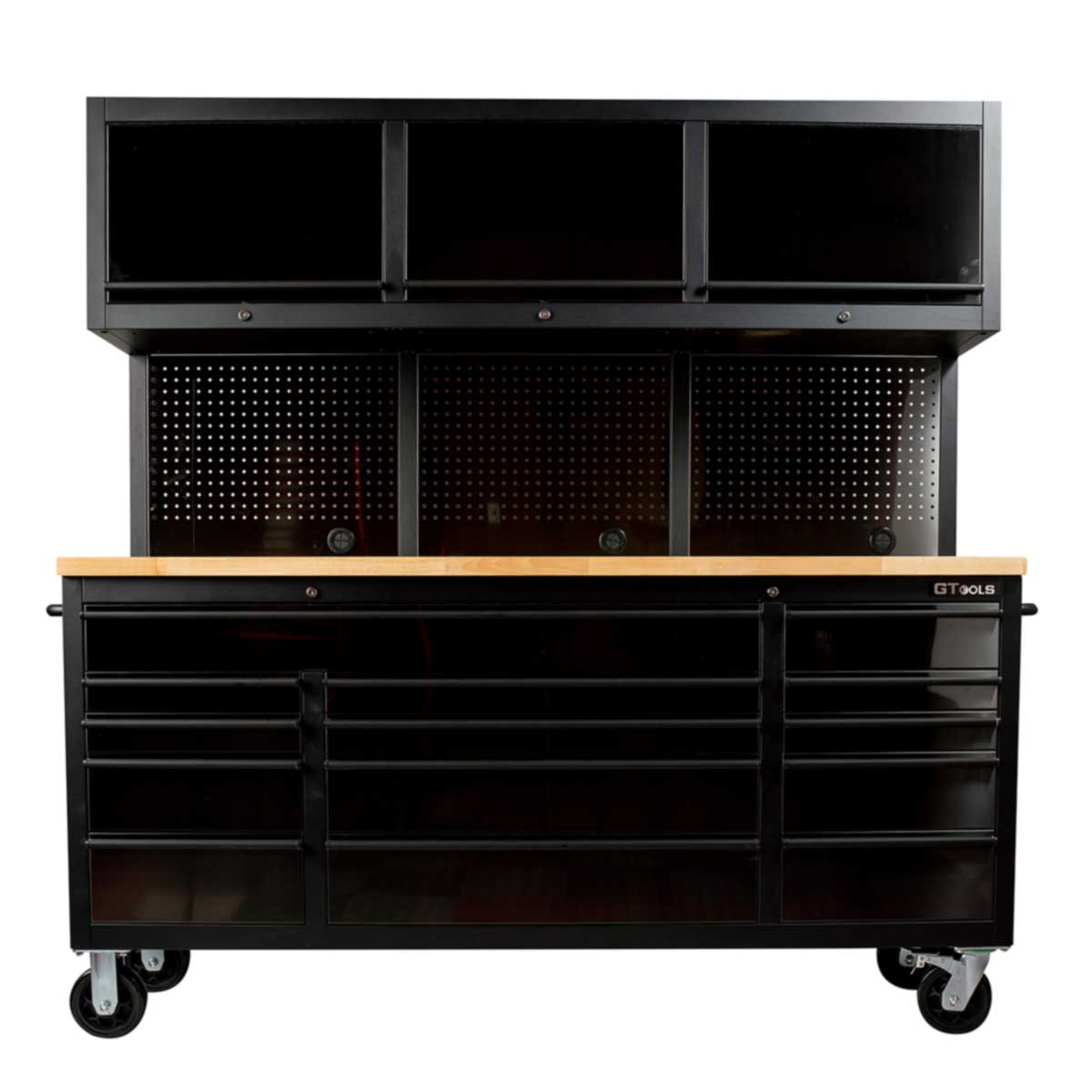 1.8M Black Tinted Stainless Steel Workbench Upper Cabinet Combo