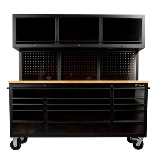 1.8M Black Tinted Stainless Steel Workbench Upper Cabinet Combo