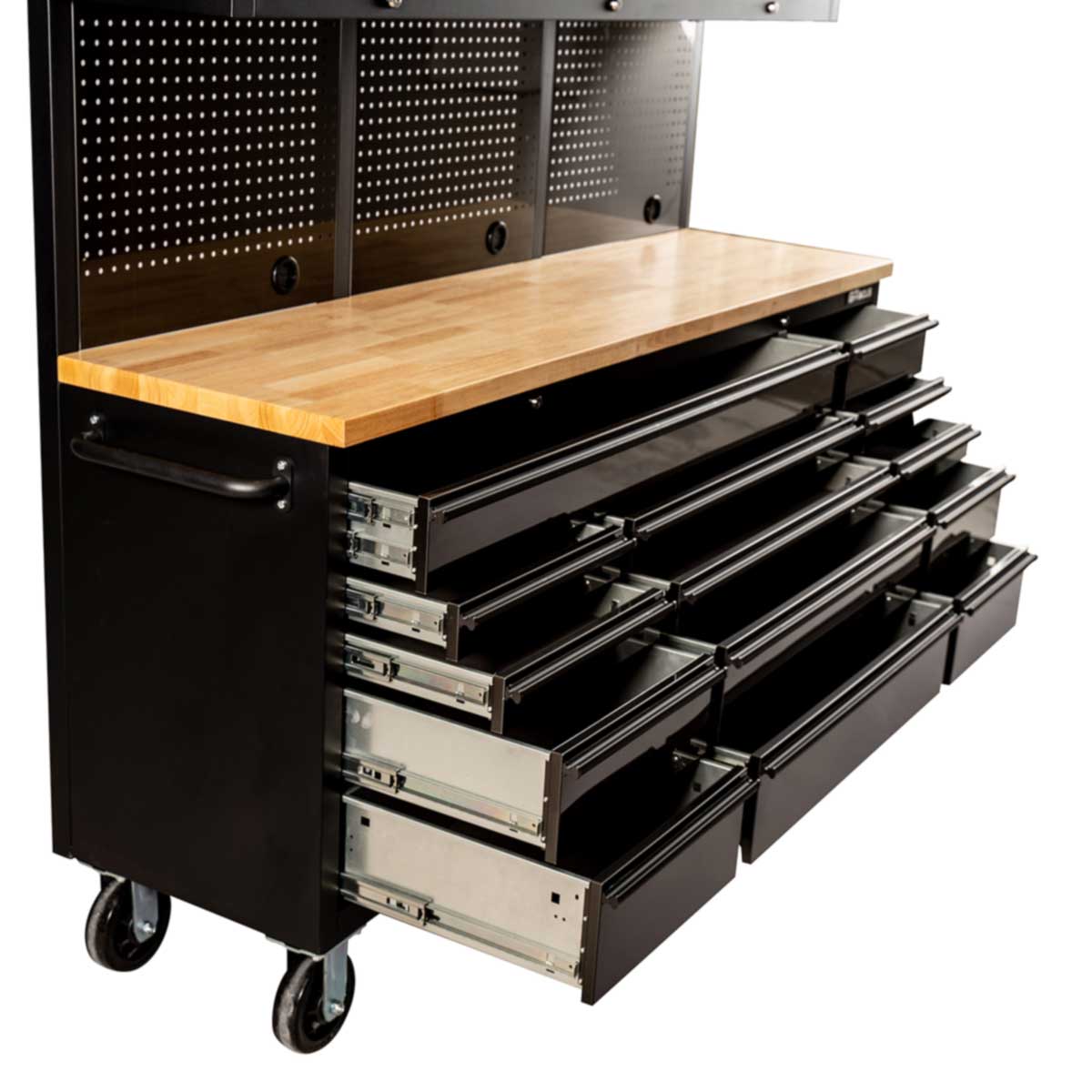 1.8M Black Tinted Stainless Steel Workbench Upper Cabinet Combo