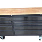 1.4M Black Stainless Steel Workbench, Mega Drawer Roll Cab