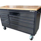 1.4M Black Stainless Steel Workbench, Mega Drawer Roll Cab