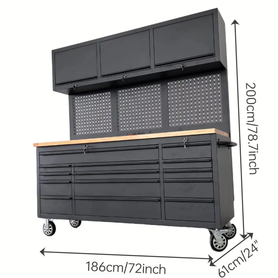 Heavy-Duty 600mm BENCH TOP Rolling Workbench with Overhead Storage