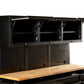 1.8m Black SS Overhead Cabinet & Pegboard Set