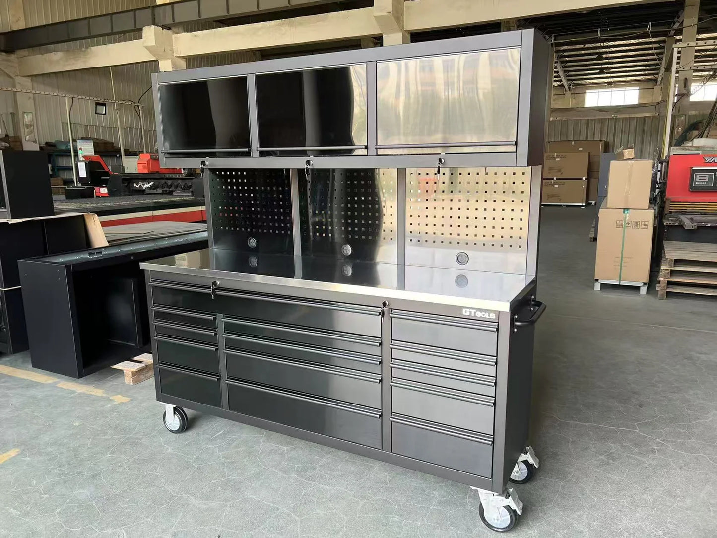 GTX1817BSS  GTX 1.8M Black Tinted Workbench Combo Stainless Steel Top