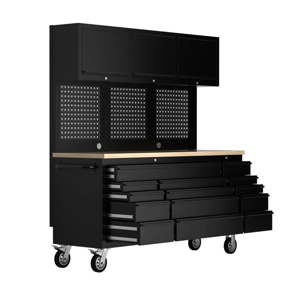 Heavy-Duty 600mm BENCH TOP Rolling Workbench with Overhead Storage