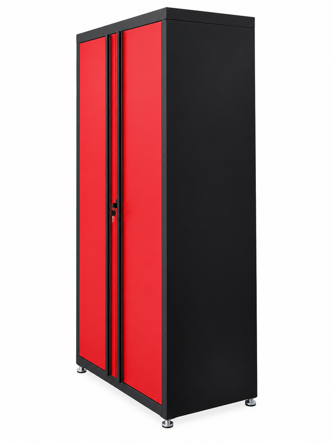Red Powder Coated Double Door Locker Cabinet