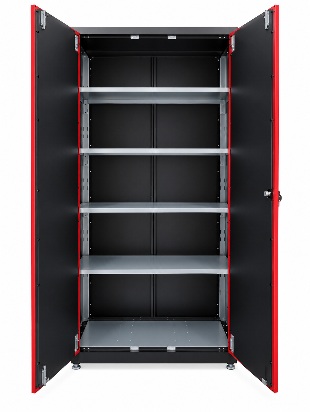 Red Powder Coated Double Door Locker Cabinet