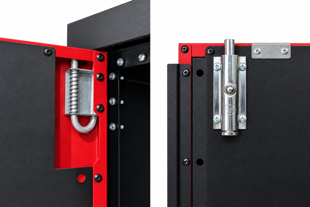Red Powder Coated Double Door Locker Cabinet