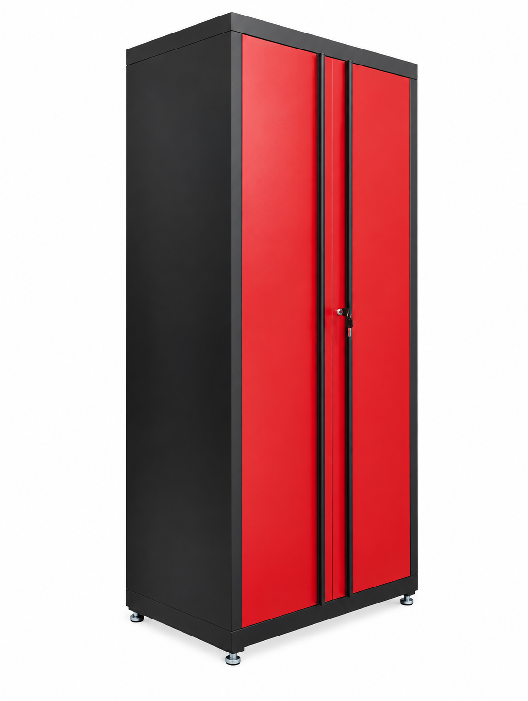 Red Powder Coated Double Door Locker Cabinet