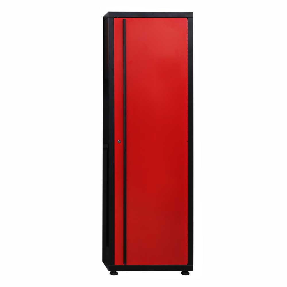 1.8M Steel Tool Box With Overheads and 2 Locker Cabinets - Red/Black