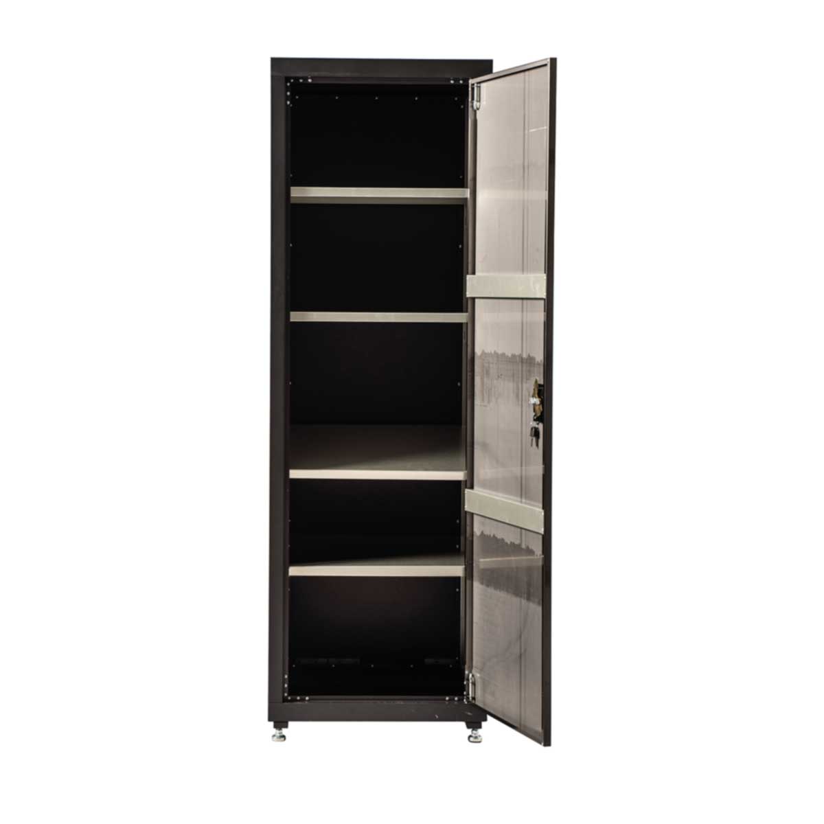 1.8M Black Tinted Stainless Steel Workbench Upper Cabinet Combo + Side Lockers