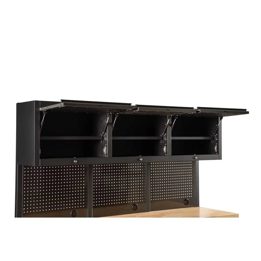 1.8M Black Tinted Stainless Steel Workbench Upper Cabinet Combo + Power Board & Panels