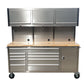 1.8M Stainless Steel Tool Chest with 9-Drawers + Cupboard and Overhead cabinets