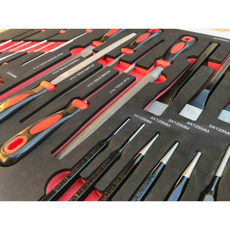 24 Piece Hex Key, Metal File, Punch & Cold Chisel Set in EVA Tray