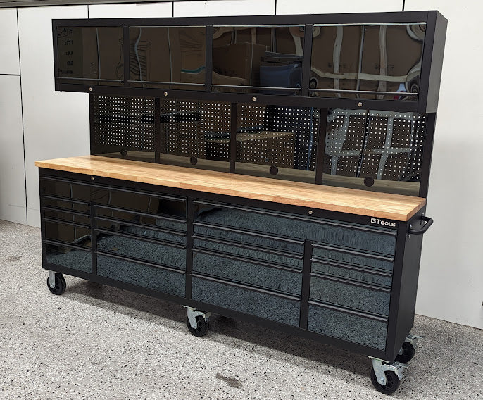 2.4M Black Tinted Stainless Steel Workbench Tool Chest Combo
