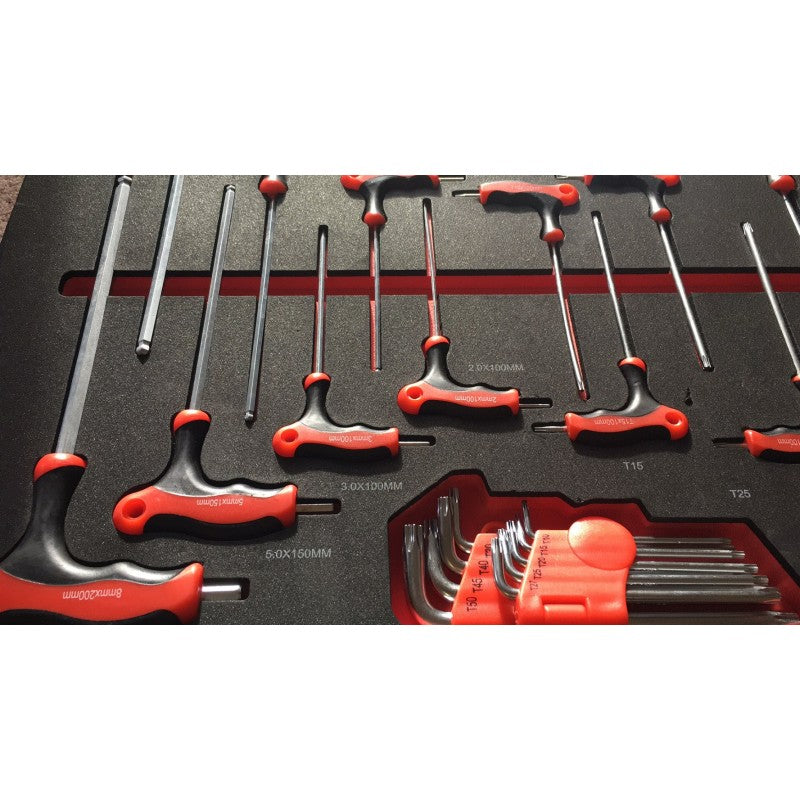 33 Piece Hex Key Wrench and Hollow Star Wrench in EVA Tray