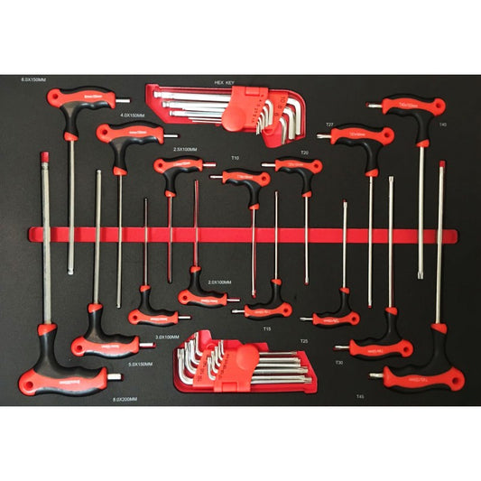 33 Piece Hex Key Wrench and Hollow Star Wrench in EVA Tray
