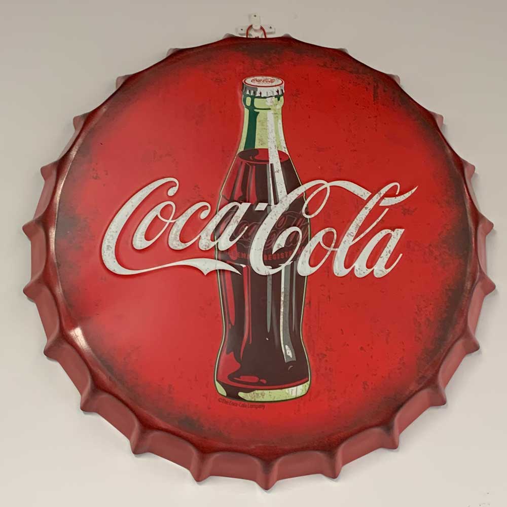 42cm Man Cave Metal COCA-COLA Bottle Cap Wall Sign