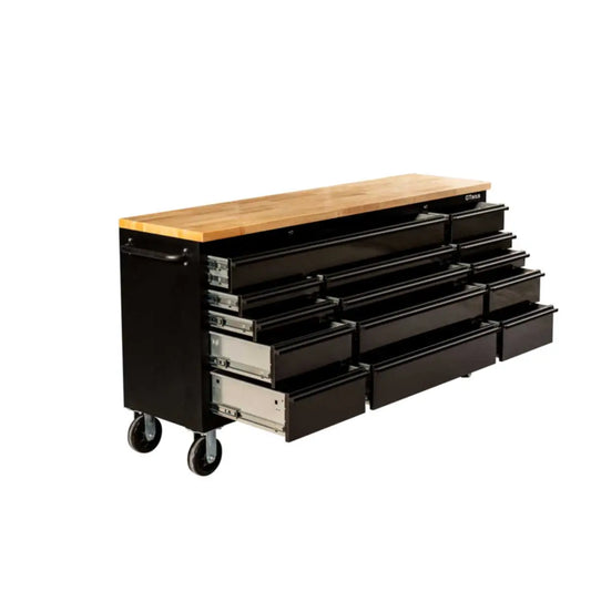 1.8M Black Stainless Steel Workbench Roll Cab