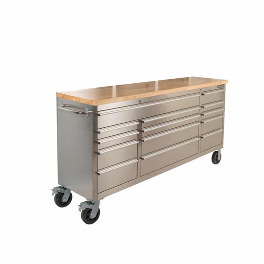1.8M Stainless Steel Workbench, Mega Drawer Rolling Tool Chest