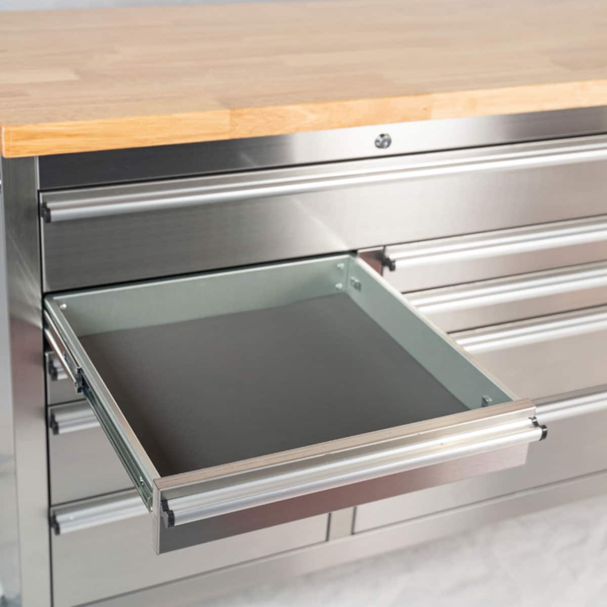 1.8M Stainless Steel Workbench, Mega Drawer Rolling Tool Chest