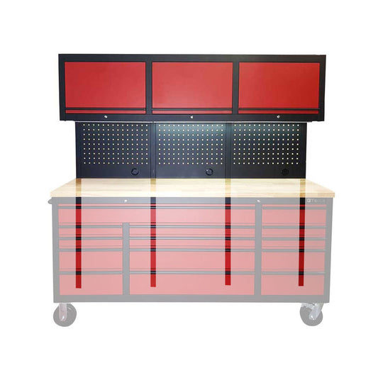 1.8M Red/Black Overhead Cabinets & Set Pegboards Set