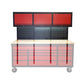 1.8M 14 Drawer Rolling Tool Cabinet Combo + Overhead Cabinets Red/Black