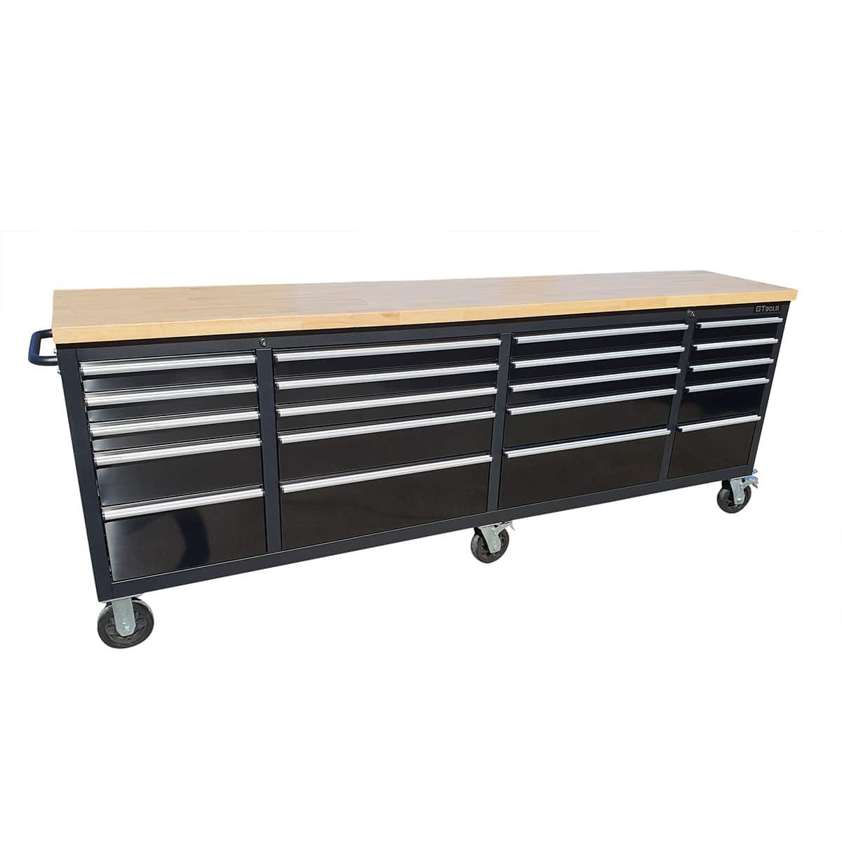 2.4M Black Tinted Stainless Steel Workbench Roll Cab