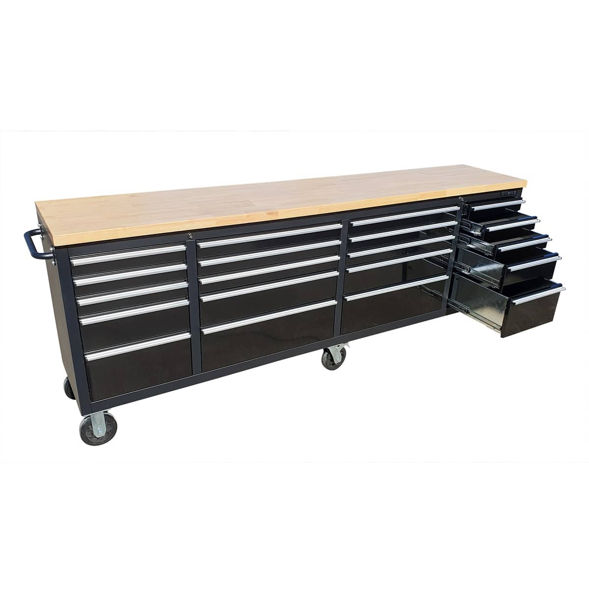 2.4M Black Tinted Stainless Steel Workbench Roll Cab